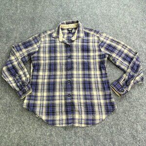 VTG Dockers Button Up Shirt Women’s Small Windowpane Plaid Long Sleeves‎ Cotton
